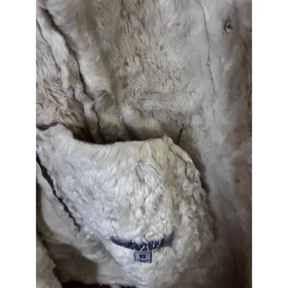 Wilsons Womens Vintage Beige Leather Suede Faux Fur Maxima Button Up Coat Jacket - Picture 7 of 11